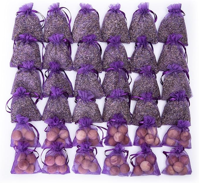 Pack of 36 Lavender Cedar Sachets Bag (24 Lavender, 12 Cedar) for Closet, Drawer, Dresser, Wardrobe and More, LV-D-LC-2