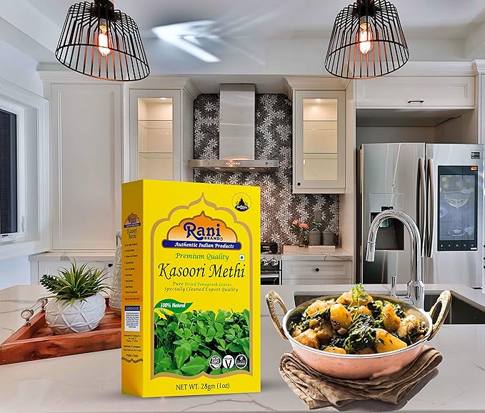 Rani Fenugreek Leaves Dried (Kasoori Methi) 1oz (28g) ~ All Natural | Vegan | Gluten Friendly | NON-GMO | Indian Origin
