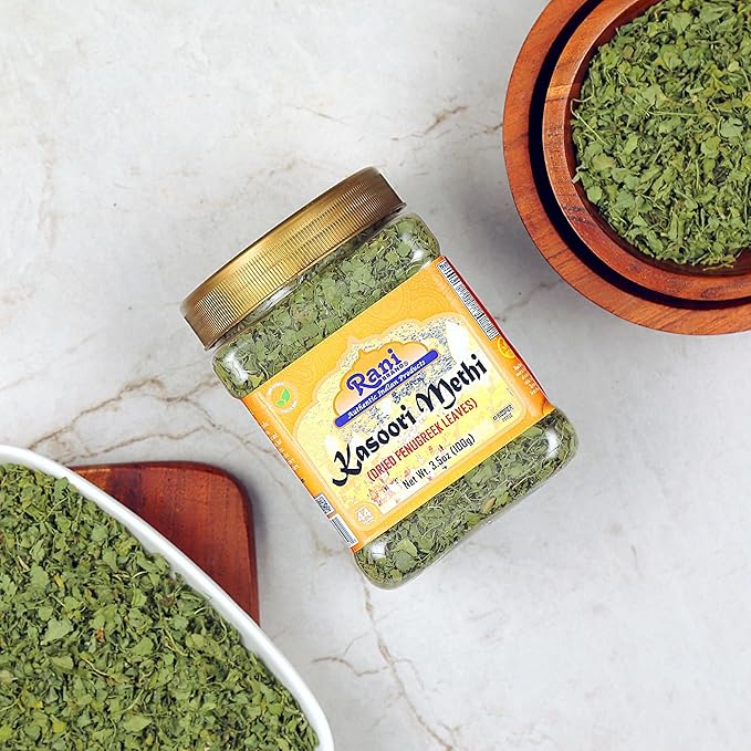 Rani Fenugreek Leaves Dried (Kasoori Methi) 3.5oz (100g) PET Jar ~ All Natural | Vegan | Gluten Friendly | NON-GMO | Kosher | Indian Origin
