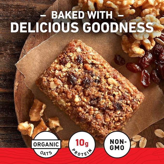 CLIF BAR - Oatmeal Raisin Walnut - Made with Organic Oats - Energy Bars - Non-GMO - Plant Based Protein Bars (10 Pack)
