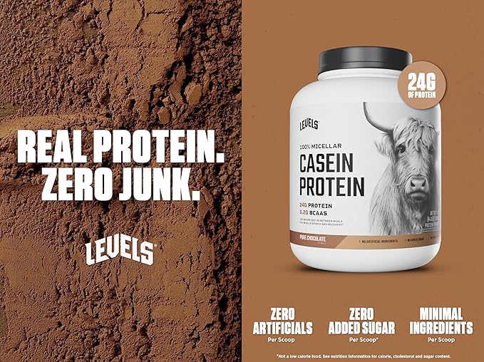 Levels 100% Micellar Casein Protein, Hormone Free, Chocolate, 4LB