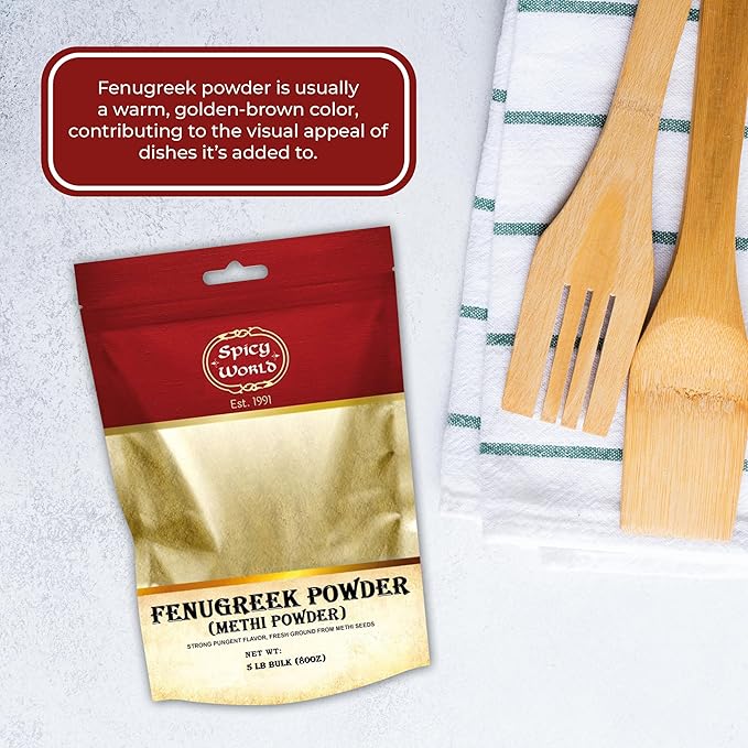 Spicy World Fenugreek Seed Powder 5 Pound Bulk Bag - Ground Methi Seeds, Natural Indian Spice
