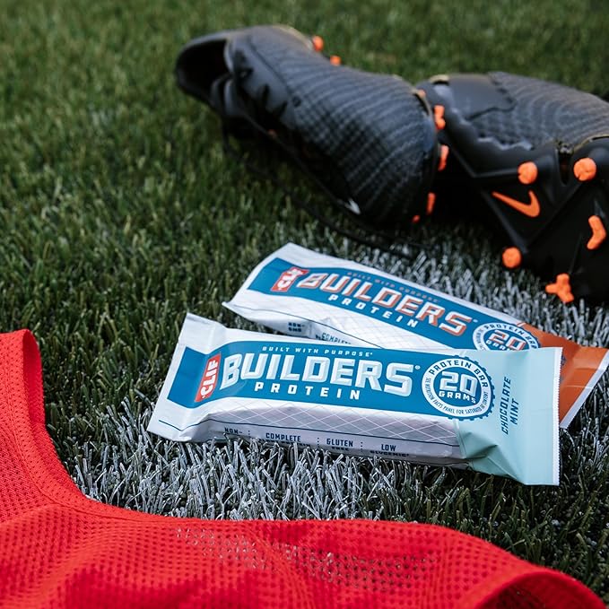 CLIF Builders + Caffeine - Chocolate Chip Cookie Dough Flavor - Plant Based Protein Bars - Gluten Free - Non-GMO - Low Glycemic - 20g Protein - 2.4 oz. (12 Count)