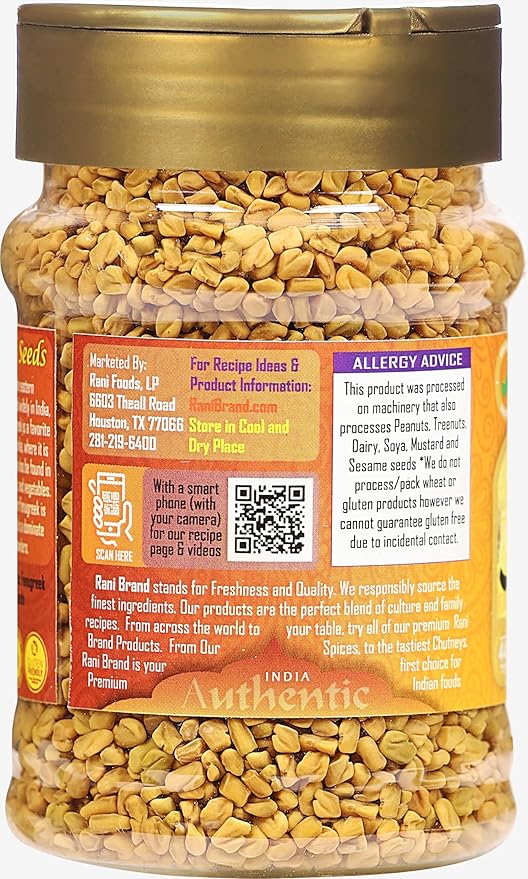 Rani Fenugreek (Methi) Seeds Whole 5oz (141g) PET Jar, Trigonella foenum graecum ~ All Natural | Vegan | Gluten Friendly | Non-GMO | Indian Origin, used in cooking & Ayurvedic spice