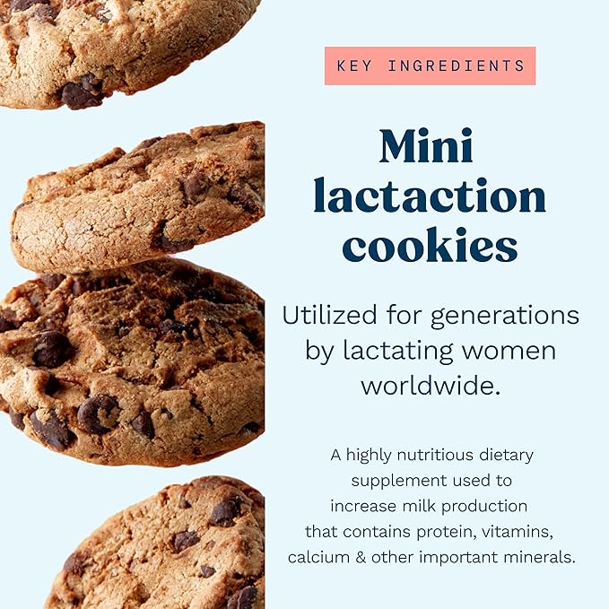 Lactation Cookies Breastfeeding Supplement - Chocolate Chip - Support Mothers Breast Milk Supply Increase - with Brewers Yeast Powder, Oat Flour, and Flax for Lactation - Fenugreek Free - 10oz