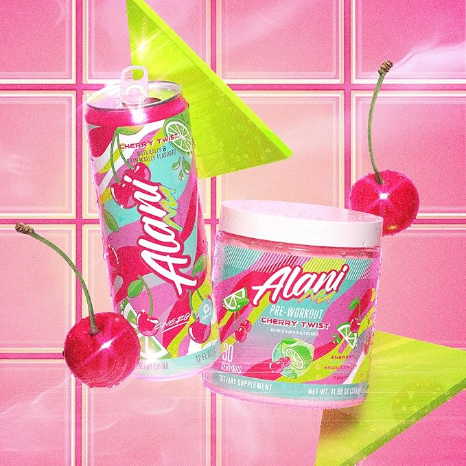 Alani Nu Pre Workout Powder Cherry Twist | Amino Energy Boost | Endurance Supplement | Sugar Free | 200mg Caffeine | L-Theanine, Beta-Alanine, Citrulline | 30 Servings