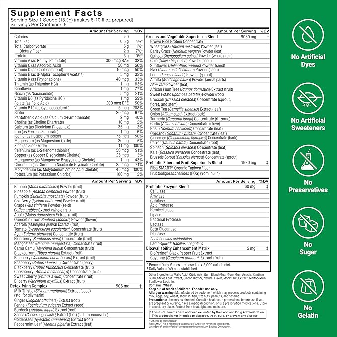 Force Factor Smarter Greens Superfoods Powder to Support Digestion, Gut Health, Bloating, Greens Powder with Probiotics, Prebiotics, Digestive Enzymes, & Adaptogens, Pomegranate Berry, 30 Servings