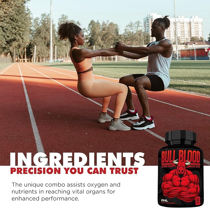 Bull Blood Testosterone Booster & Nitric Oxide Supplement for Men – Maca Root, Tribulus, Tongkat Ali & L-Arginine – Stamina & Vitality Support – 60 Ct Each