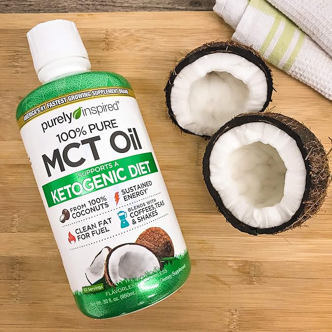 MCT Oil | Purely Inspired Pure MCT Oil Keto | Sourced from Coconut Oil, non-GMO | Supports Keto & Paleo Diets | Blends with Coffee, Tea and Shakes | MCT Oil for Sustained Energy | Unflavored, 16 fl oz