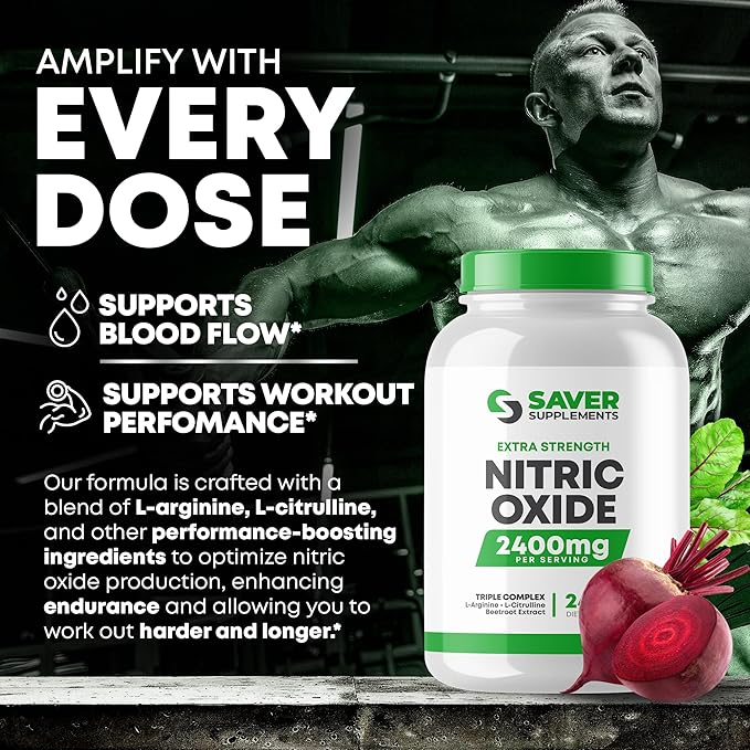 Nitric Oxide Supplement 2400mg with L-Arginine, L-Citrulline and Beet Root Extract, 240 Capsules