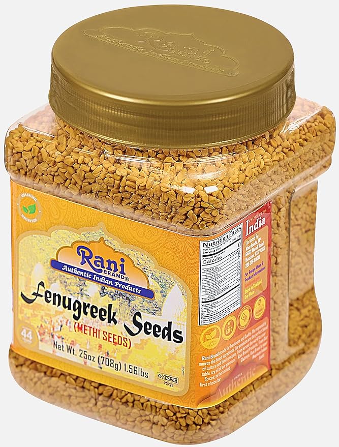 Rani Fenugreek (Methi) Seeds Whole 25oz (1.56lbs) 708g PET Jar, Trigonella foenum graecum ~ All Natural | Vegan | Gluten Friendly | Non-GMO | Kosher | Indian Origin, used in cooking & Ayurvedic spice