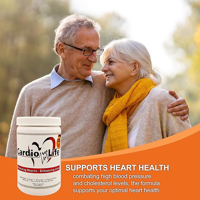 Cardio for Life L-Arginine Powder 16oz - Natural Nitric Oxide Supplement Cardiovascular Increase Energy - Orange