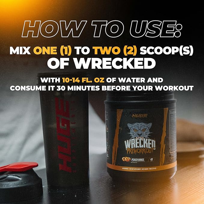Wrecked Pre Workout Powder, Advanced Formula, Boosts Energy, Focus, Pumps & Performance, 10g L-Citrulline, 6.4g Beta Alanine, 5g Tyrosine, 1g Alpha GPC, 375mg Fast-Acting Caffeine & More (40 Servings)