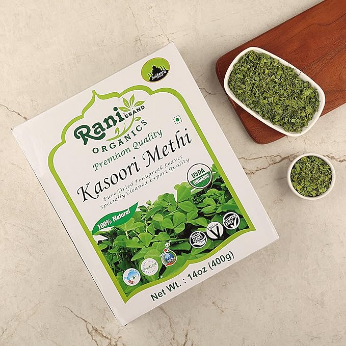 Rani Organic Fenugreek Leaves Dried (Kasoori Methi) 14oz (400g) ~ All Natural | Vegan | Gluten Friendly | NON-GMO | Indian Origin | USDA Certified Organic