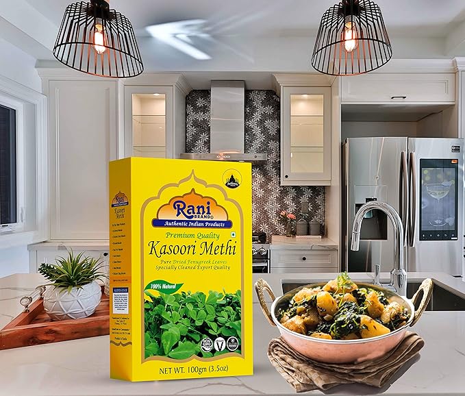 Rani Fenugreek Leaves Dried (Kasoori Methi) 3.5oz (100g) ~ All Natural | Vegan | Gluten Friendly | NON-GMO | Indian Origin