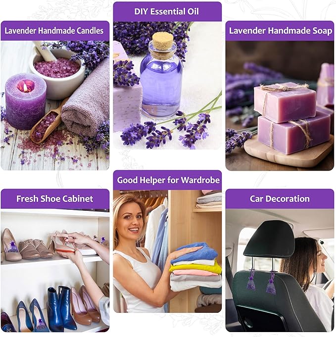 Bag of 50 Sachets Dried Lavender Flower Lavender Sachets for Drawers and Closets, LV-B-3