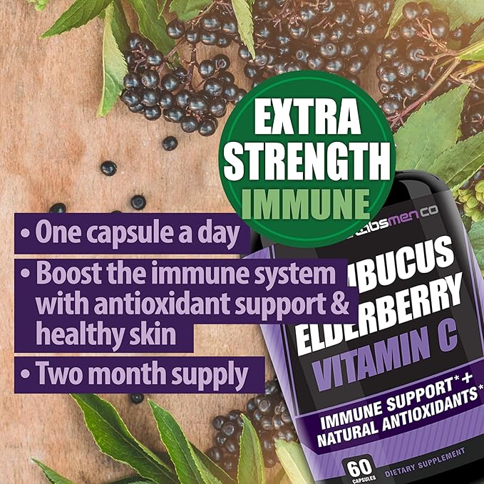 Sambucus Elderberry Immune Support Supplement/Daily Immune Boosters for Adults, Season Change w/Elderberry Vitamin C & Zinc Support Respiratory Health & Increase Antioxidant, 2-Mons