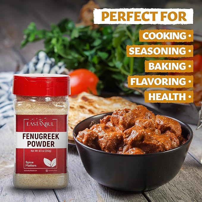 Eastanbul Fenugreek Powder, 8.5oz, Fenugreek Powder For Hair Growth, Ground Methi Seeds AKA Fenogreco Seed, Trigonella Foenum-Graecum, Perfect Spice for Indian Recipes, Natural, Vegan, Gluten Free