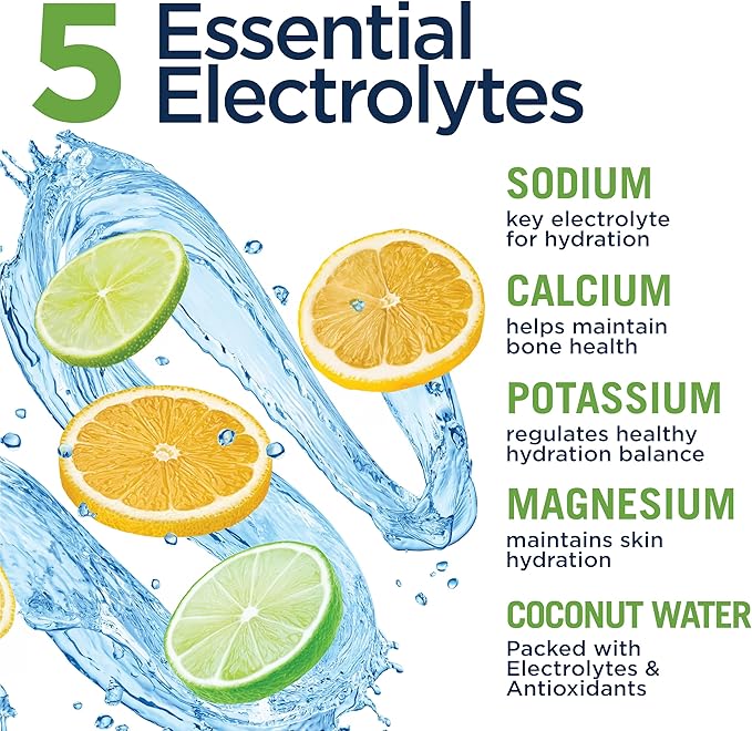 Vitamin Hydrate Electrolyte Hydration Mix, Electrolytes Powder, Supports Hydration with Coconut Water, Keto Friendly, Vegan, Sugar Free, Lemon Lime, 30 Servings