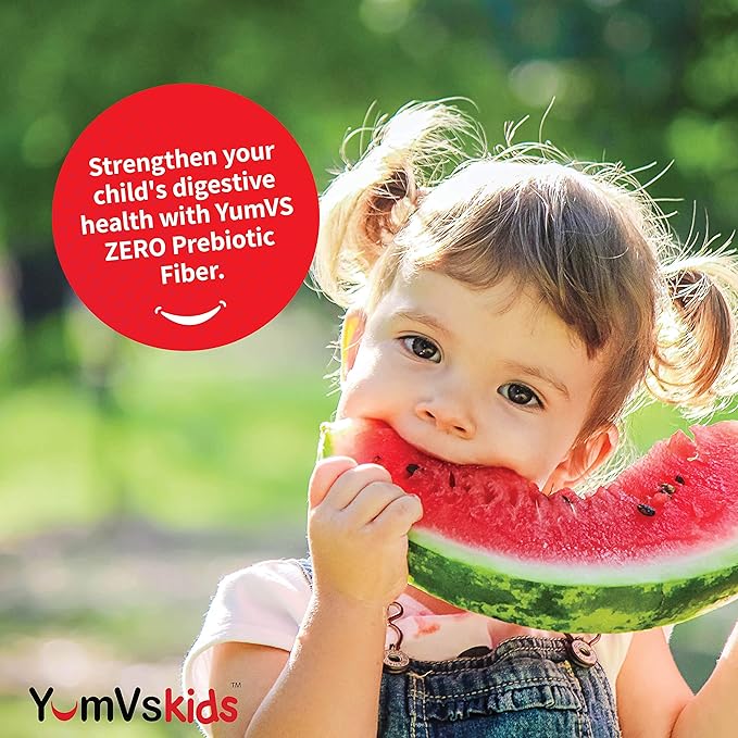 Prebiotic Fiber Zero Gummies for Kids by YumVs | Keto Sugar Free Gummy Chews for Toddlers |4g Fiber for Children Constipation Support | Natural Kosher Halal Berry Chewable 70 Count