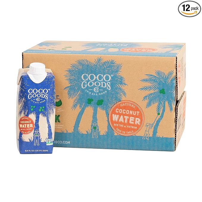 CocoGoodsCo Vietnam Single-Origin 100% Natural Coconut Water, Non-GMO, Never from Concentrate (16.9 fl. oz, 12 pack)