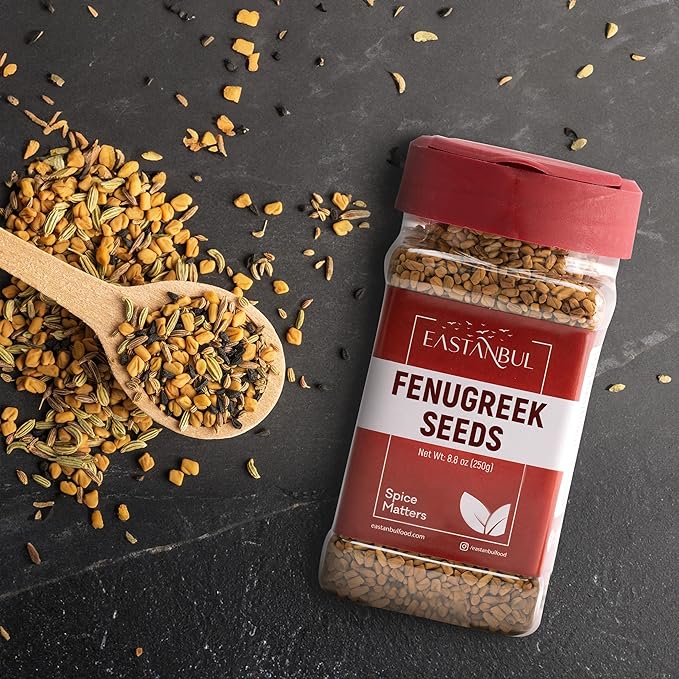 Eastanbul Fenugreek Seeds, 8.8oz, Methi Seeds AKA Fenogreco en Semillas,%100 Natural Fenugreek Seed for Hair Growth, Fungeek Spice For Tea, Seasoning & Sprouting, Vegan, Non GMO