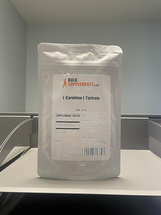 BulkSupplements.com L-Carnitine Tartrate Powder - Amino Acid Powder, Carnitine Supplement - Unflavored & Gluten Free, 1g per Serving, 100g (3.5 oz) (Pack of 1)