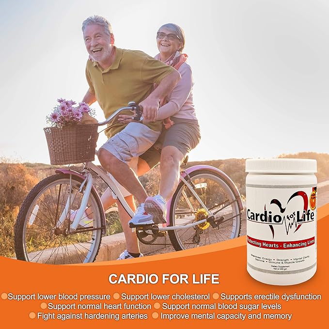 Cardio for Life L-Arginine Powder 16oz - Natural Nitric Oxide Supplement Cardiovascular Increase Energy - Orange