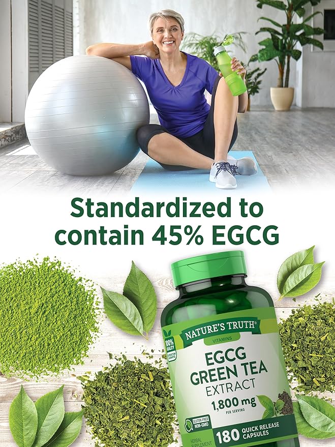 Nature's Truth EGCG Green Tea Extract Capsules | 180 Pills | Non-GMO & Gluten Free Supplement