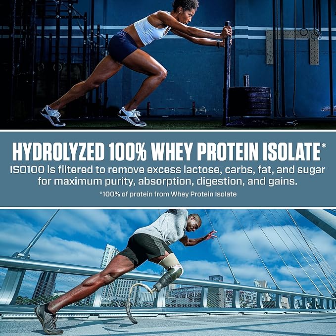 Dymatize ISO100 Whey Protein Powder Isolate, Chocolate Peanut Butter, 25g of Protein, 5 Pound, 5.5g BCAAs, Less Than 120 Cal., Gluten Free, 1g Fat, 1g Sugar, 2g Carb
