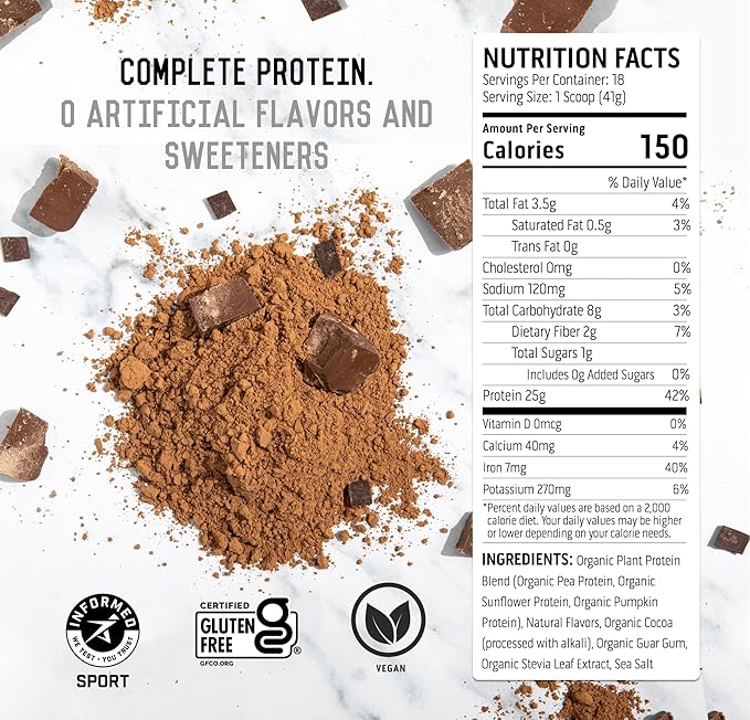 Ascent Casein Protein Powder Vanilla Bean 2 lb & Plant Protein Powder Chocolate 18 Servings