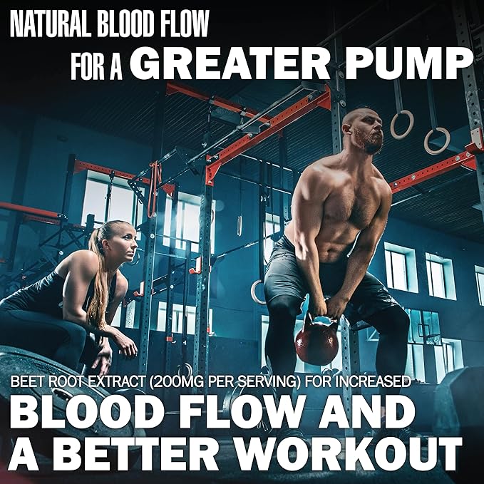 Pre Workout Gummies, Supports Energy Levels, Boosts Performance, Beta Alanine, Green Tea Extract, Nootropic Blend for Focus, Natural Beet Root, Blue Raspberry, 60 Gummies, 30 Servings