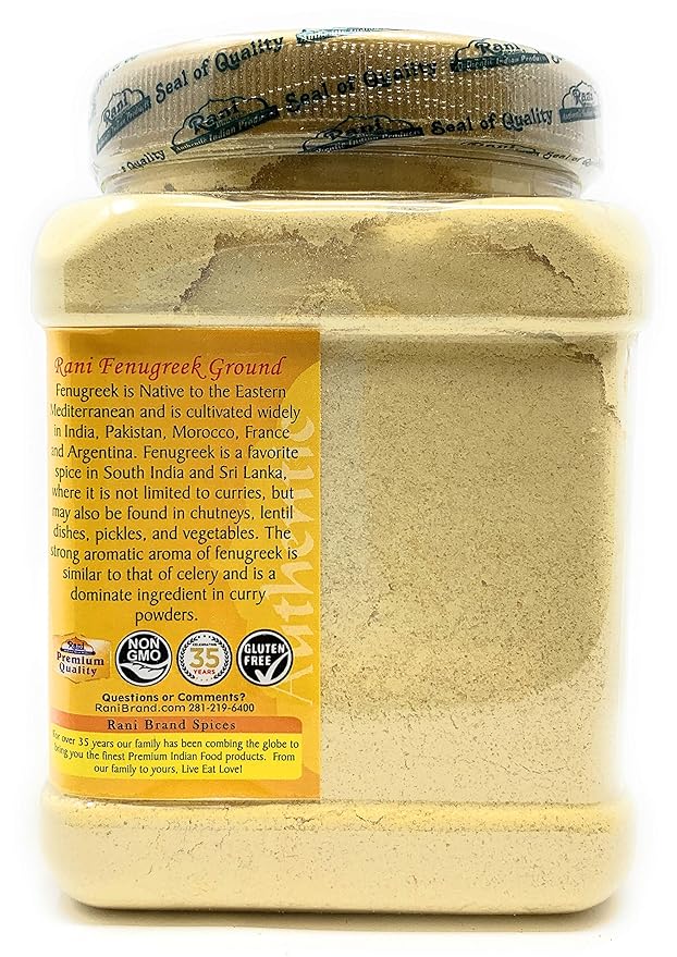 Rani Fenugreek (Methi) Seeds Ground Powder 16oz (1lb) 454g Jar, Trigonella foenum graecum ~ All Natural | Vegan | Gluten Friendly | Non-GMO | Kosher | Indian Origin, used in cooking & Ayurvedic spice