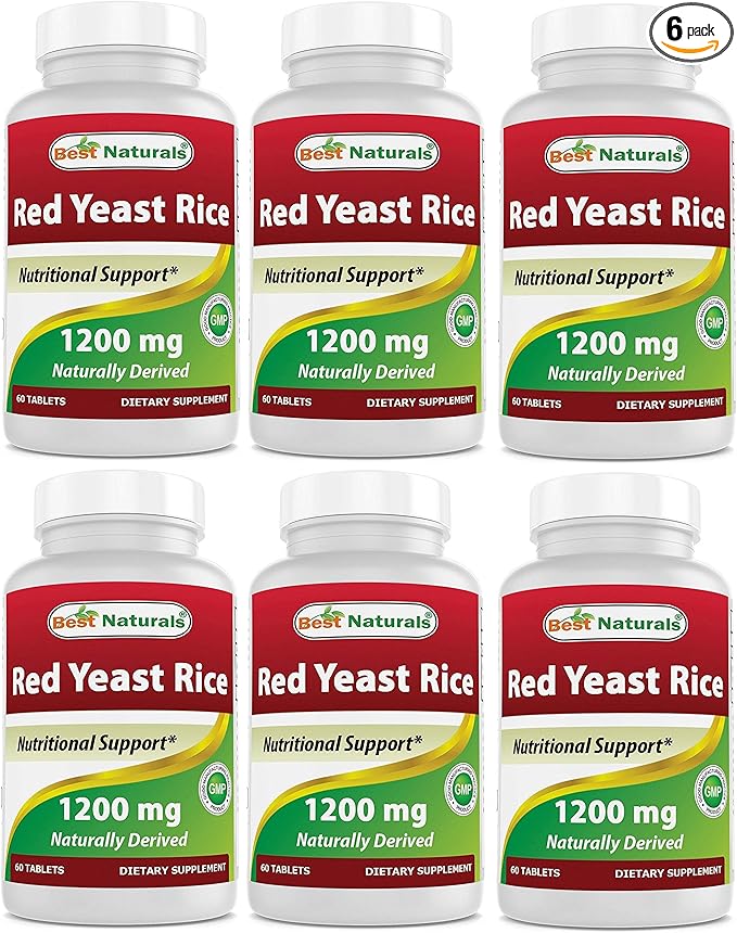 Best Naturals Red Yeast Rice 1200 Mg Tablet for Healthy Cholesterol Level, 60 Count (Pack of 6)