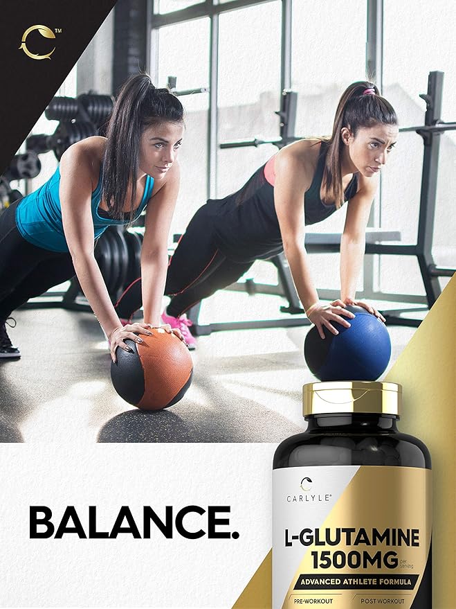 Carlyle L Glutamine Capsules | 1500mg | 240 Count | Advanced Athlete Formula | Pre and Post Workout | Non-GMO, Gluten Free Supplement