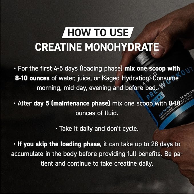 Kaged Creatine Monohydrate Micronized Powder, 100 Servings, Unflavored, Muscle Recovery and Growth Supplement for Men & Women, Vegan, Easily Digestible, Gluten Free, Keto Friendly
