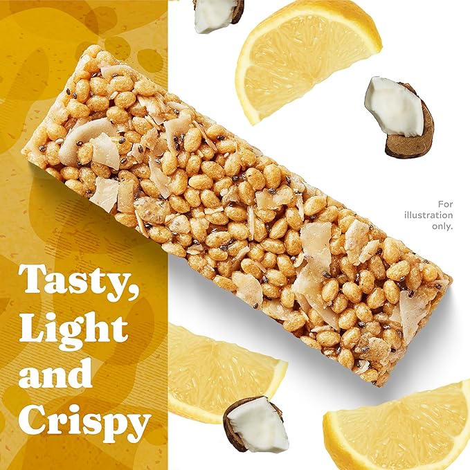 Simply Protein - Lemon Coconut Crispy Bars - Plant Based Protein Bars - Low Carb, Low Sugar, High Fiber - 13g Protein, 2g Sugar, 7g Fiber - Vegan, Gluten Free, Non GMO, Kosher - 4 Bars