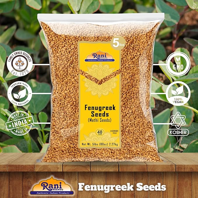 Rani Fenugreek (Methi) Seeds Whole 80oz (5lbs) 2.27kg Bulk Trigonella foenum graecum ~ All Natural | Vegan | Gluten Friendly | Non-GMO | Kosher | Indian Origin, used in cooking & Ayurvedic spice