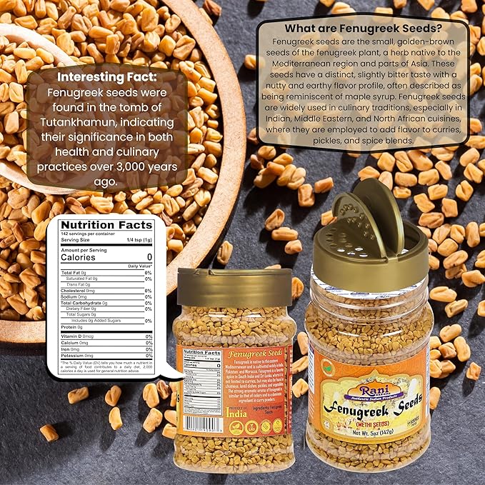 Rani Fenugreek (Methi) Seeds Whole 5oz (141g) PET Jar, Trigonella foenum graecum ~ All Natural | Vegan | Gluten Friendly | Non-GMO | Indian Origin, used in cooking & Ayurvedic spice