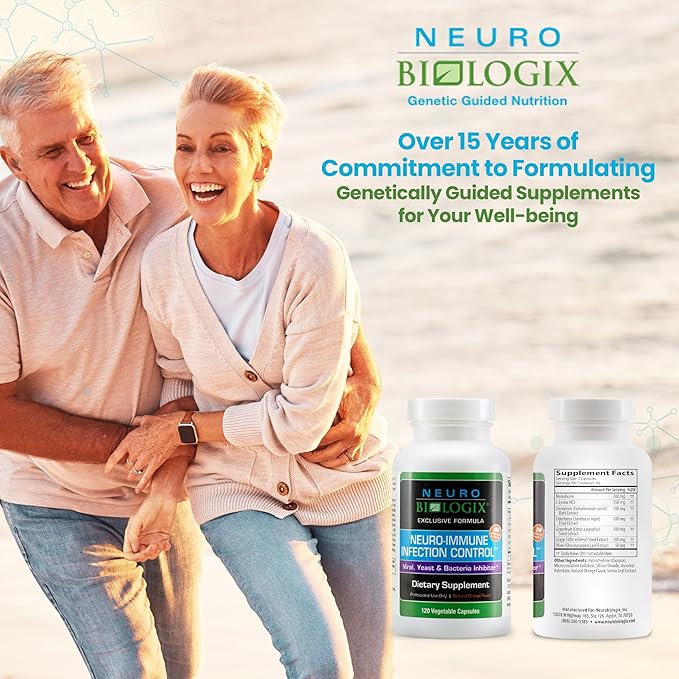 Neuro Immune Infection Control – Advanced Gut & Immune Support Supplement – Helps Maintain Yeast Balance & Digestive Function - Contains Monolaurin, L lysine, Elderberry, Cinnamon & Olive Leaf