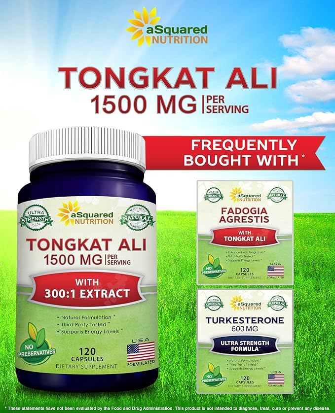 aSquared Nutrition Tongkat Ali 1500mg - 120 Capsules - Longjack (Eurycoma Longifolia) Extract Supplement & Long Jack Root Powder Pills - Tongkat Ali for Men & Women
