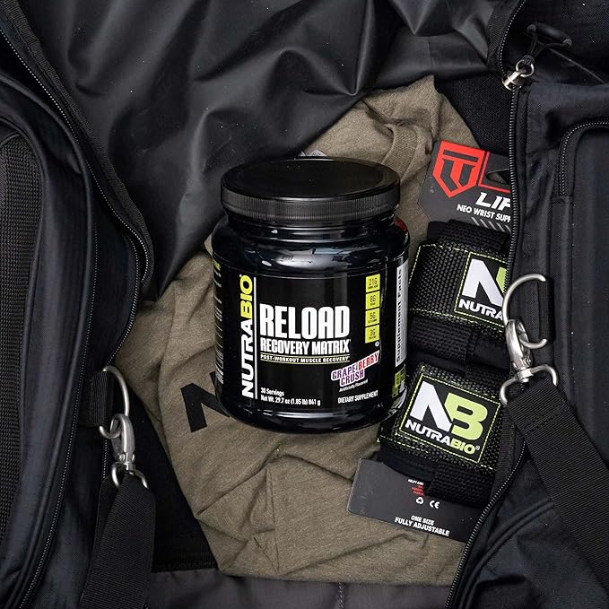 NutraBio Reload - Powerful Muscular Recovery Formula - Post-Workout Supplement - 3G Creatine - 8G BCAAs - 5G Glutamine - 30 Servings, Grape Berry Crush