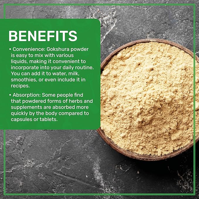 Jiva Organics Gokshura Powder 7 Ounce Bag - Non-GMO, Pure, Full Spectrum Tribulus - Indian Origin
