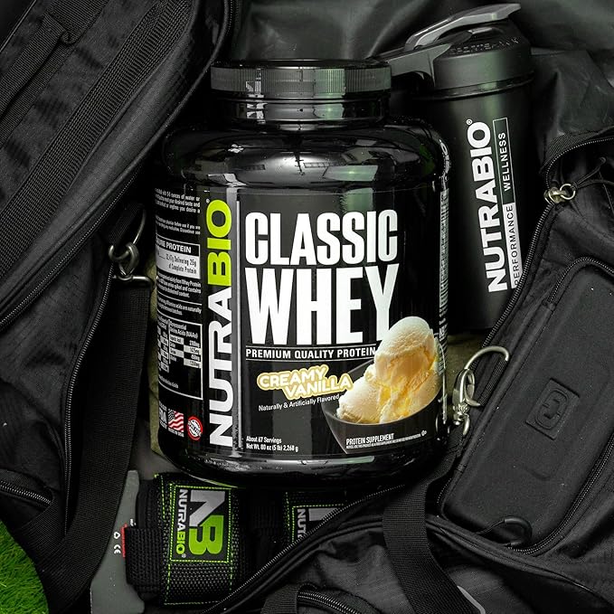 NutraBio Classic Whey Protein Powder- 25G of Protein Per Scoop - Full-Spectrum Amino Acid Profile - No Fillers, Artificial Colors, Preservatives - Low Glycemic Index - Creamy Vanilla, 5 Pounds