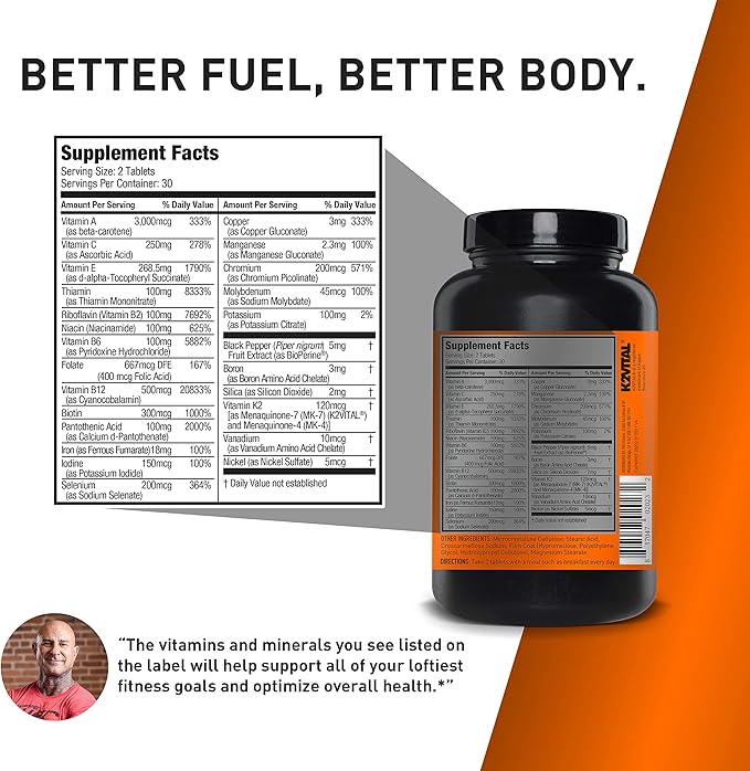 JYM Supplement Science Vita JYM Sports Multivitamin & Mineral Support, Vitamin A, C, B6, B12, E, K, Boron, Biotin, Potassium 60 Tablets