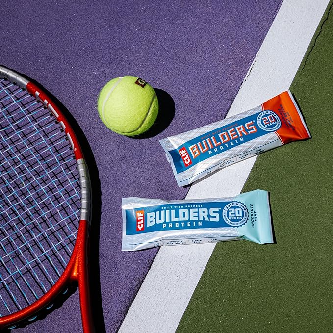 CLIF Builders + Caffeine - Chocolate Chip Cookie Dough Flavor - Plant Based Protein Bars - Gluten Free - Non-GMO - Low Glycemic - 20g Protein - 2.4 oz. (12 Count)