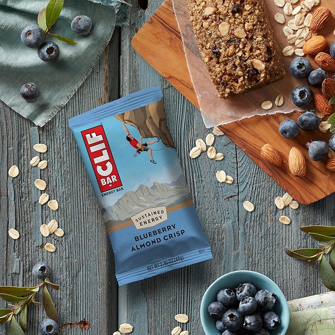 CLIF BAR - Blueberry Almond Crisp - Made with Organic Oats - Energy Bars - Non-GMO - Plant Based Protein Bars (10 Pack)