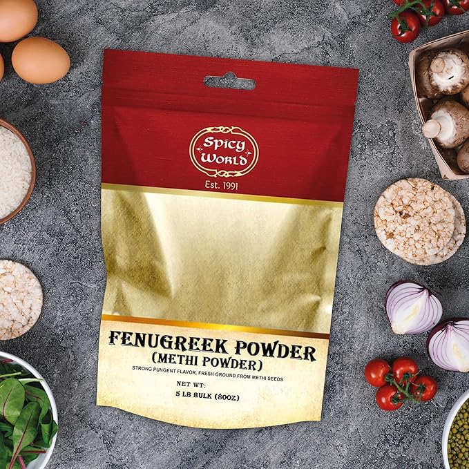 Spicy World Fenugreek Seed Powder 5 Pound Bulk Bag - Ground Methi Seeds, Natural Indian Spice