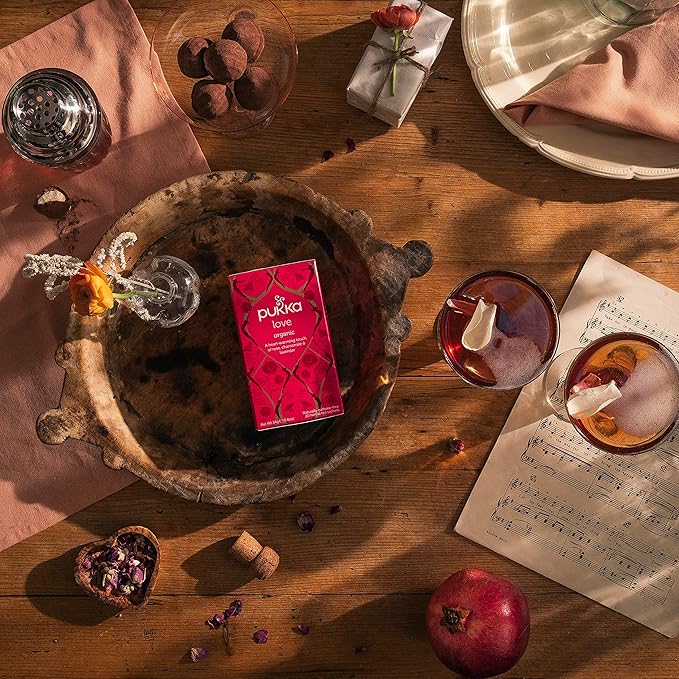 Pukka Herbal Teas Love Organic Rose Chamomile and Lavender Tea - Caffeine Free - 20 Bags