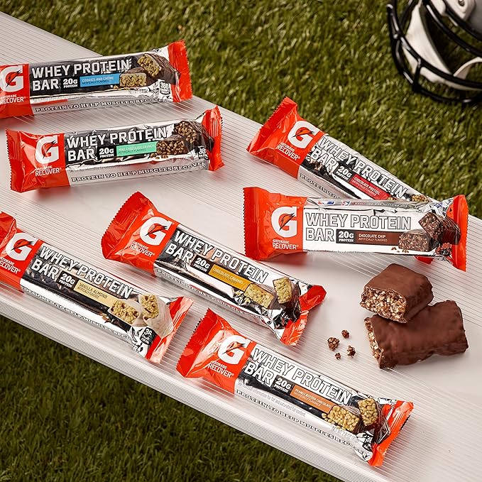 Gatorade Whey Protein Bars, Cookies & Crème, 2.8 oz bars (Pack of 12, 20g of protein per bar)